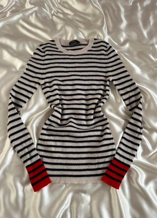 Pull rayé bleu et rouge en maille laine mérinos - 80s, marque: Top Vintage, état: Très bon état, taille: S / 36 / 8, 22,00 €, 23,80 € Protection acheteurs (Pro) incluse