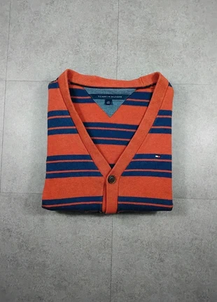 Gilet - Orange - A rayures Bleu - Col V - 100% coton- Tommy Hilfiger - Taille M #51, brand: Tommy Hilfiger, condition: Very good, size: L / 40 / 12, €15.00, €16.45 includes Buyer Protection