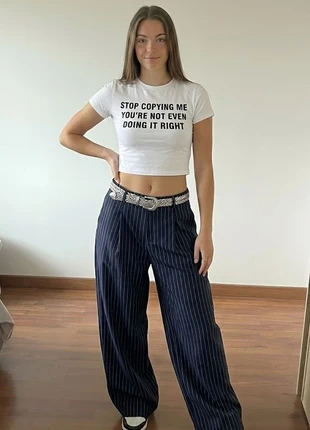 Pantalon bleu marine à rayures, coupe ample taille M, brand: kyraw, condition: Very good, size: M / 38 / 10, €46.90, €49.95 includes Buyer Protection