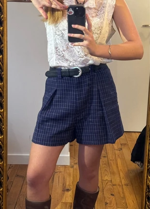 Jupe short bleue à carreaux blanc Claudie pierlot, marque: Claudie Pierlot, état: Neuf avec étiquette, taille: S / 36 / 8, 89,00 €, 94,15 € Protection acheteurs incluse