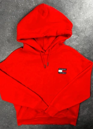 Sweat à capuche Tommy Jeans rouge logo brodé - S homme - coton AA 225, merk: Tommy Jeans, staat: Heel goed, maat: S, € 14,00, € 15,40 inclusief Kopersbescherming Pro