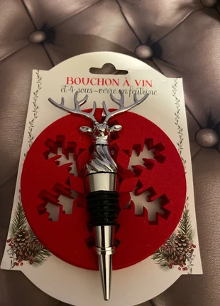 Bouchon en métal tête de cerf à vin et sous verre, marque: cook'keen, état: Neuf avec étiquette, 5,00 €, 5,95 € Protection acheteurs incluse
