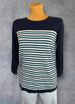 Pull a col rond manches 3/4 Tommy hilfiger bleu marine a rayures bleu | Taille M | pf42, merk: Tommy Hilfiger, staat: Heel goed, maat: M / 38 / 10, € 11,95, € 13,25 inclusief Kopersbescherming Pro