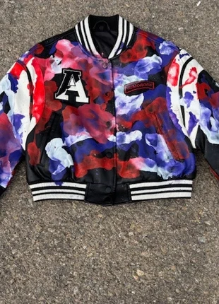 Unique Art-Inspired Faux Leather Statement Black Biker Jacket Colorful Block Design, marca: Vintage Dressing, estado: Muy bueno, tamaño: S / 36 / 8, 33,00 €, 35,35 € Protección al comprador Pro incluida