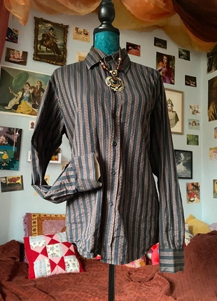 Chemise marron à rayures vintage, marque: Vintage Dressing, état: Très bon état, taille: M, 10,00 €, 11,20 € Protection acheteurs incluse