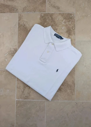 Polo Ralph Lauren - Homme L coupe droite - Blanc logo marine - coton piqué, marca: Ralph Lauren, estado: Bom, tamanho: L, €25.00, €26.95 inclui Proteção do Comprador Pro