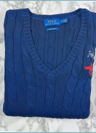 Sweat/Pull Cable Knit ,Torsadé Ralph Lauren Bleu / Logo brodé Rouge / Taille S/M Femme vintage, merk: Ralph Lauren, staat: Heel goed, maat: S / 36 / 8, € 52,25, € 55,56 inclusief Kopersbescherming