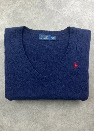 Pull Ralph Lauren Col V Torsadé Bleu Marine logo rouge Femme | Taille M |, marca: Ralph Lauren, estado: Muy bueno, tamaño: M / 38 / 10, 55,00 €, 58,45 € Protección al comprador Pro incluida