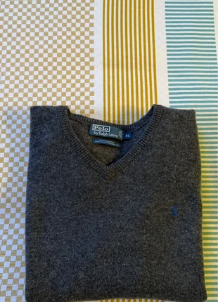 Pull en laine Col V Ralph Lauren Gris foncé - XL, marca: Ralph Lauren, estado: Muito bom, tamanho: XL / 42 / 14, €34.99, €37.44 inclui Proteção do Comprador