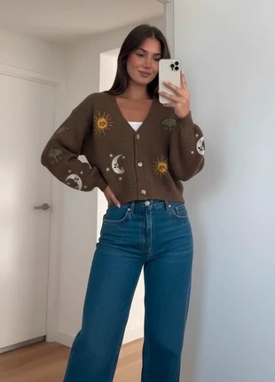 Gilet marron à motifs soleil lune et palmiers, style bohème original. taille M, marke: Vintage Love, zustand: Sehr gut, größe: M / 38 / 10, 47,90 €, 51,00 € beinhaltet Vinted-Käuferschutz Pro