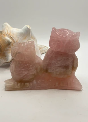 Rozekwarts uil met goldenhealer, marque: Mineralogie, état: Neuf sans étiquette, 32,50 €, 34,83 € Protection acheteurs (Pro) incluse