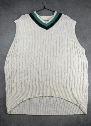 Pull femme XXL débardeur maille torsadée écru col V style tennis Lands'End coupe ample cosy chic, marque: Vintage Dressing, état: Très bon état, taille: XXL / 44 / 16, 14,00 €, 15,40 € Protection acheteurs incluse