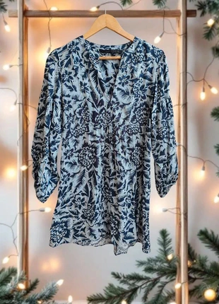 Vestido Corto Túnica Zara Woman - Estampado Floral Rayas Azules - Talla S, marque: Zara Woman, état: Très bon état, taille: S / 36 / 8, 9,00 €, 10,15 € Protection acheteurs incluse