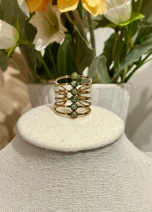 Bague dorée multi-rangs – pierres vertes tendance, brand: Tendance, condition: Very good, size: Adjustable, €14.90, €16.35 includes Buyer Protection Pro