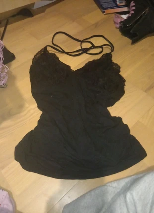 Débardeur noir + dentelle, merk: friperie, staat: Heel goed, maat: S / 36 / 8, € 2,00, € 2,80 inclusief Kopersbescherming