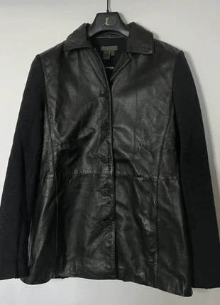 Veste vintage laine et vrai cuir femme noir et gris manches dépareillées, marque: Zara, état: Très bon état, taille: M / 38 / 10, 9,00 €, 10,15 € Protection acheteurs incluse