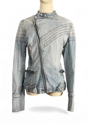 Y2K biker Denim Jacket – Light Wash – Size L – Asymmetric Zip, brand: Vintage Dressing, condition: Very good, size: L / 40 / 12, €24.90, €26.85 includes Buyer Protection Pro