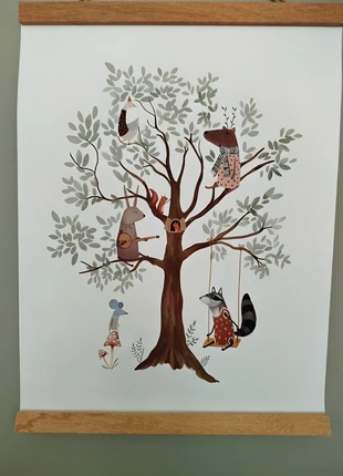 Affiche A3 - La forêt arbre animaux champignon magique, condition: Very good, €9.00, €10.15 includes Buyer Protection Pro