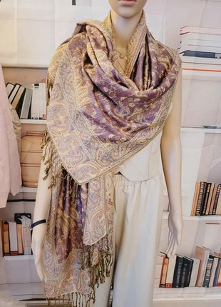 Écharpes étoles imitation paschina imprimé réversible lila vanille, condition: New without tags, €6.00, €7.00 includes Buyer Protection