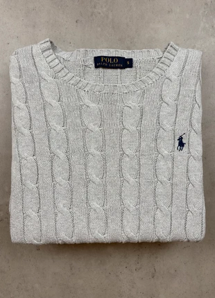 Pull torsadé Ralph Lauren gris pour homme / Taille S / 100% coton / logo brodé bleu marine, marque: Ralph Lauren, état: Très bon état, taille: S, 55,00 €, 58,45 € Protection acheteurs incluse