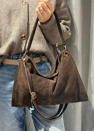 Sac à main cuir daim marron chocolat sykojade, brand: The Genuine Leather, condition: Very good, €45.00, €47.95 includes Buyer Protection Pro