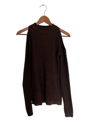 Gina Tricot Dark Brown Ribbed Cold Shoulder Top – Size S, marque: Gina Tricot, état: Bon état, taille: S / 36 / 8, 8,00 €, 9,10 € Protection acheteurs incluse