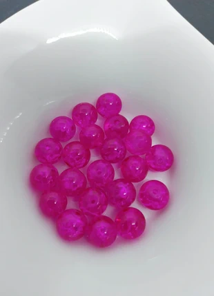 20 perles rondes en verre craquelé – rose fuchsia – 8 mm - DIY bijoux, état: Très bon état, 1,00 €, 1,75 € Protection acheteurs incluse