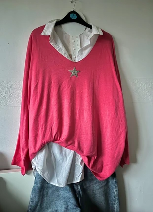 Pull manches longues rose fuchsia - col v - taille unique grande taille, marque: Boutique Parisienne, état: Très bon état, taille: Taille unique, 14,00 €, 15,40 € Protection acheteurs incluse