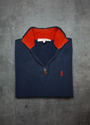 Pull half zip 1/4 zip quarter zip demi zip Vicomte Arthur bleu marine logo brodé rouge - Taille S, marca: Vicomte Arthur, estado: Muito bom, tamanho: S, €49.00, €52.15 inclui Proteção do Comprador