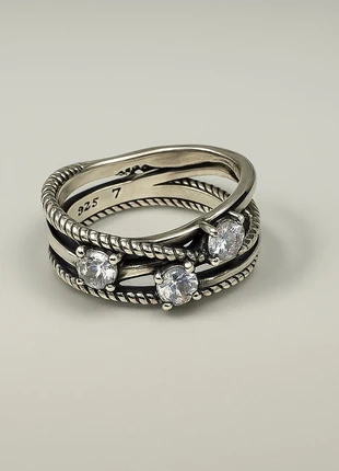 Bague triple diamant argent 925, marque: Argent, état: Très bon état, taille: 17,3 mm, 12,90 €, 14,25 € Protection acheteurs (Pro) incluse