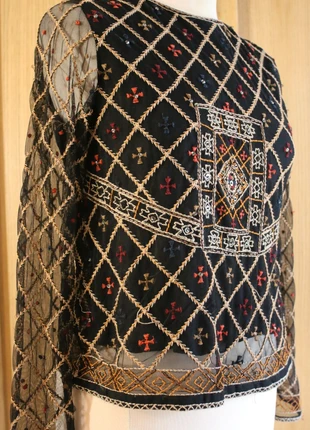Zara beaded embellished long sleeve sheer top 8 10 boho y2k 90s 00s, brand: Zara, condition: Very good, size: S / UK 8-10, £12.00, £13.30 includes Buyer Protection