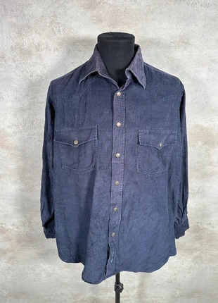 Chemise Vintage En Velours Côtelé / Corduroy Herod bleu nuit subtile rugueux taille M, brand: Vintage Dressing, condition: Very good, size: M, €13.00, €14.35 includes Buyer Protection Pro