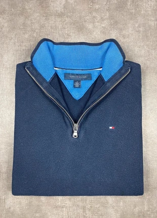 Pull Tommy Hilfiger Half Zip 1/4 Zip Col Camionneur | Bleu Marine Logo Brodé | Taille M Homme, marca: Tommy Hilfiger, estado: Muito bom, tamanho: M, €35.00, €37.45 inclui Proteção do Comprador