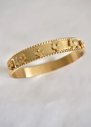 Bracelet jonc fleurs | acier inoxydable doré | bijoux fantaisie femmes, brand: Inconnu, condition: New without tags, €9.90, €11.10 includes Buyer Protection