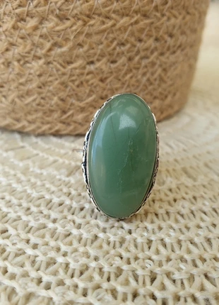 Zilver ring met natuursteen Aventurine, marca: Silver, estado: Nuevo sin etiquetas, tamaño: 20,2 mm Ø / 25, 12,00 €, 13,30 € Protección al comprador incluida