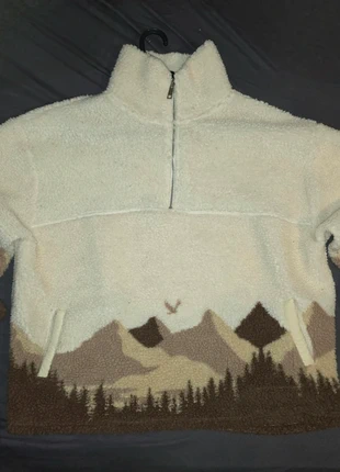 Polaire moutonné motif paysage montagne beige crème marron taille s primark, marca: Primark, estado: Muito bom, tamanho: S / 36 / 8, €14.90, €16.35 inclui Proteção do Comprador