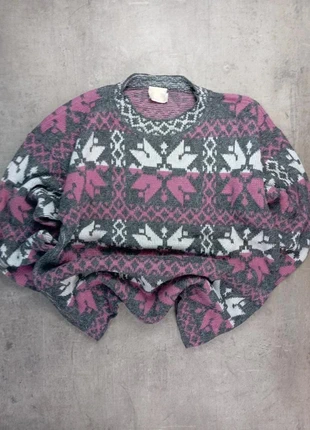 Pull Vintage 90’s Gris Motif Jacquard Rose Blanc Taille M, marque: Vintage Dressing, état: Très bon état, taille: XS, 35,00 €, 37,45 € Protection acheteurs incluse