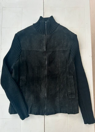 Pull veste gilet bi matière vintage Y2K en cuir et laine côtelé zip, marke: COQUETTE, zustand: Sehr gut, größe: M / 38 / 10, 20,00 €, 21,70 € inklusive Vinted-Käuferschutz