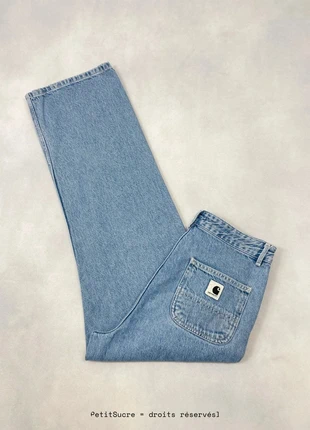 Jean Carhartt wip Bleu clair Taille Haute Large et Droit modèle Simple Pant - Taille S w27 #1408, marca: Carhartt, estado: Muito bom, tamanho: S / 36 / 8, €49.00, €52.15 inclui Proteção do Comprador Pro