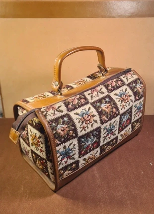 Sac vintage canevas et sky années 60/70 motif floral, brand: Fleur's, condition: Very good, €18.00, €19.60 includes Buyer Protection