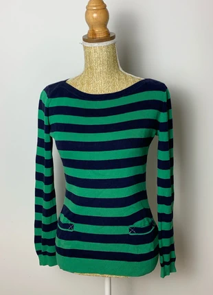 Pull rayé Tommy Hilfiger vert et marine - taille XS femme, marca: Tommy Hilfiger, estado: Muito bom, tamanho: XS / 34 / 6, €15.00, €16.45 inclui Proteção do Comprador Pro
