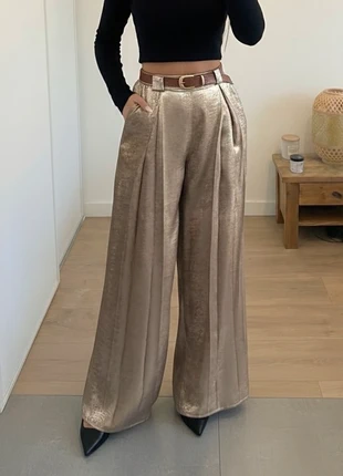 Pantalon large or metalilisé taille haute soirée/fashion, brand: larasheft, condition: Very good, size: S / 36 / 8, €49.00, €52.15 includes Buyer Protection