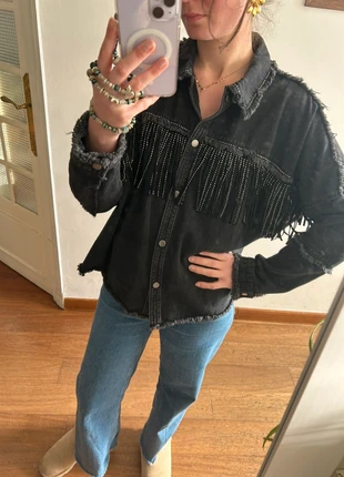 Veste en jeans avec franges à paillettes, marca: Zara, estado: Muito bom, tamanho: S / 36 / 8, €8.00, €9.10 inclui Proteção do Comprador