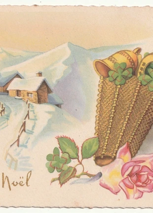 Carte Postale Ancienne . Fantaisie Joyeux Noël . Paysage de neige ., état: Très bon état, 1,00 €, 1,75 € Protection acheteurs incluse