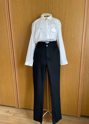 Pantalon élégant taille haute noir confortable motif croco T42, brand: Vintage Chic, condition: Very good, size: XL / 42 / 14, €12.00, €13.30 includes Buyer Protection