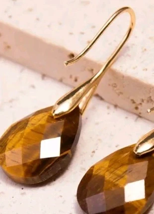 Boucles d'oreilles plaqué dorées pierre Oeil de tigre facettées neuves avec étiquettes, merk: Creatrice, staat: Nieuw met prijskaartje, € 10,00, € 11,20 inclusief Kopersbescherming