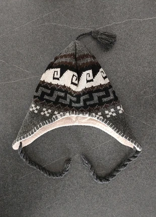 Bonnet enfant mixte avec motifs gris/blanc + pompons/lien 🌻, staat: Heel goed, € 8,99, € 10,14 inclusief Kopersbescherming