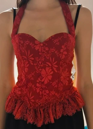 Red floral lace corset top, brand: Vintage Dressing, condition: Very good, size: S / 36 / 8, €42.00, €44.80 includes Buyer Protection