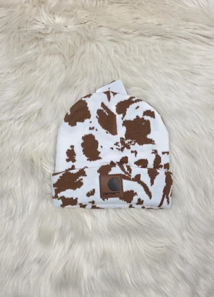 Gorro Carhartt cow print café/blanco – beanie unisex, merk: Carhartt, staat: Heel goed, maat: Universele maat, € 15,00, € 16,45 inclusief Kopersbescherming