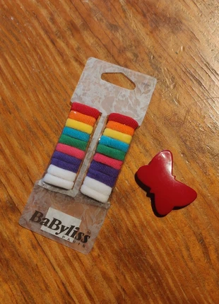12 mini élastiques à cheveux Babyliss multicolore + Barrette papillon made in France, marque: BaByliss, état: Neuf sans étiquette, 3,99 €, 4,89 € Protection acheteurs incluse